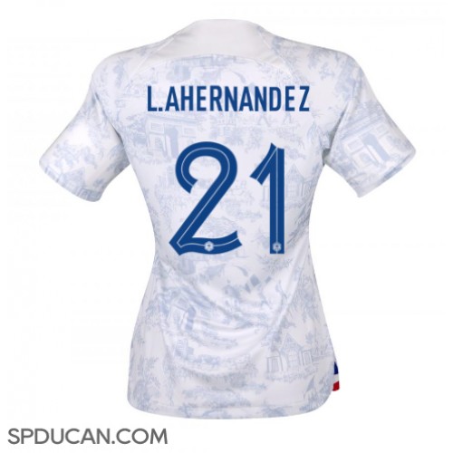 Zenski Nogometni Dres Francuska Lucas Hernandez #21 Gostujuci SP 2022 Kratak Rukav